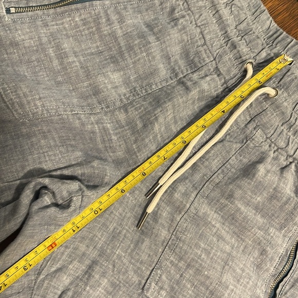 Athleta Linen Cotton blue chambray Joggers Pants Pull on Elastic Waist 4P - Picture 5 of 7